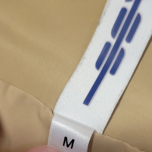 Adam Selman Sport Gathered Sleeve Track Jacket Windbreaker Chino Tan Zip Up Hood - Picture 10 of 11